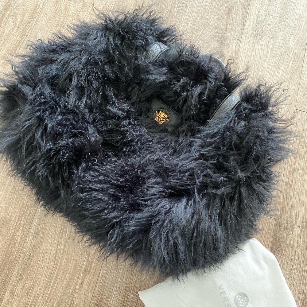 Auth Versace Mongolian fur backpack